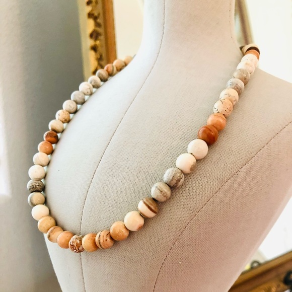 Modern Vintage Jasper Stone Bead Necklace - Picture 10 of 12
